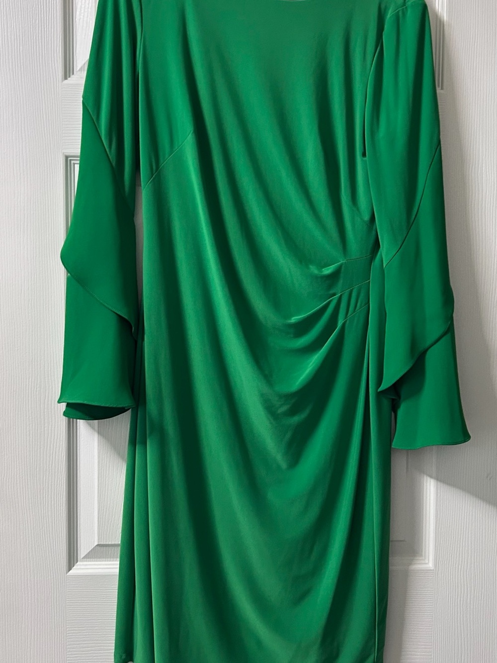 Ralph Lauren Emerald Green Long Sleeve Draped Dress